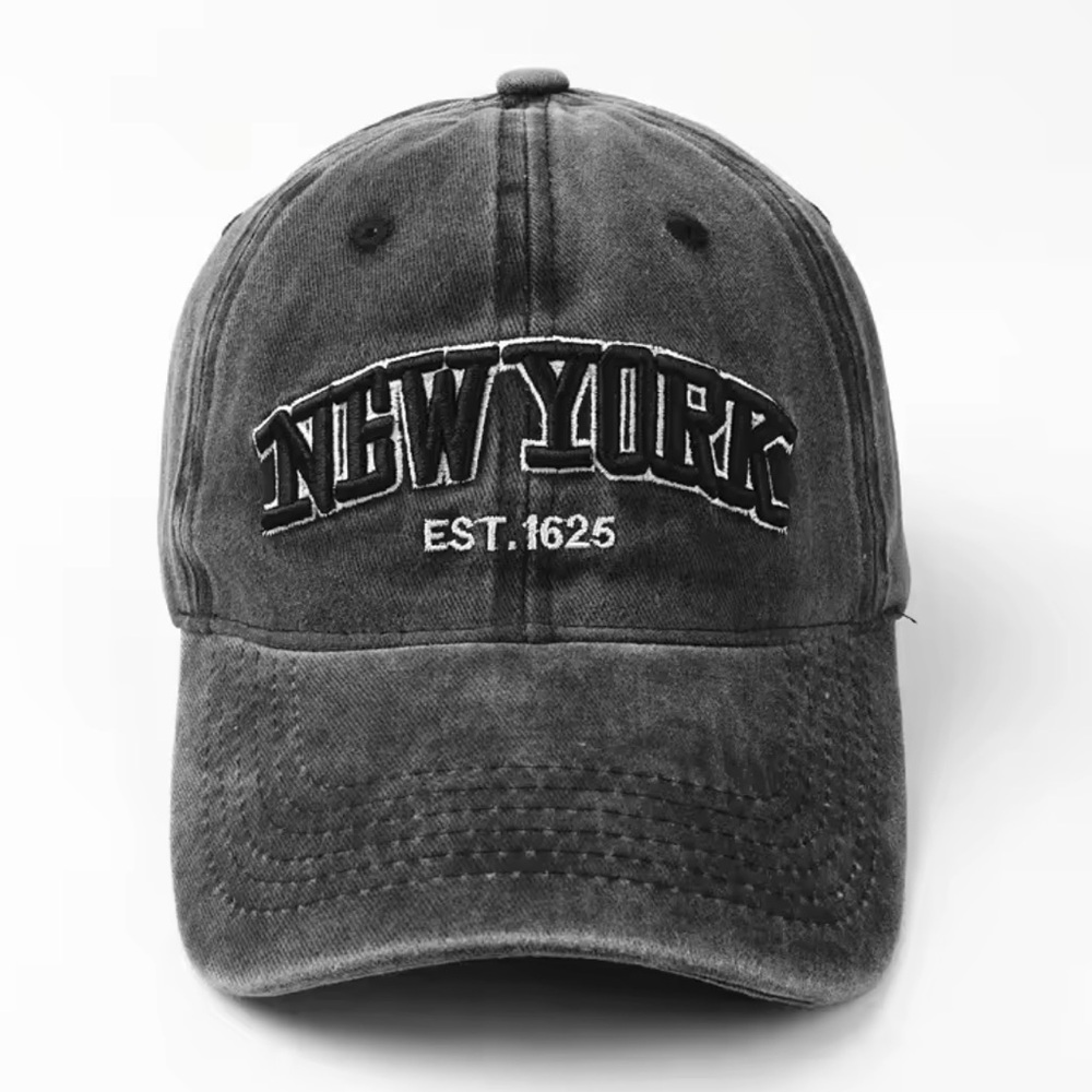 New York Baseball Cap/Hat | Embroidery Adjustable|Washed Black/White| NEW/NWT!🧢